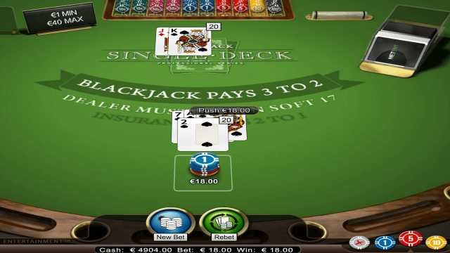 Характеристики слота Single Deck Blackjack Professional Series 10