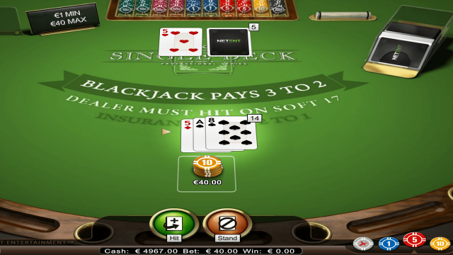 Характеристики слота Single Deck Blackjack Professional Series 6