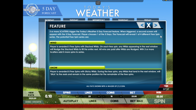 Бонусная игра Today's Weather 3