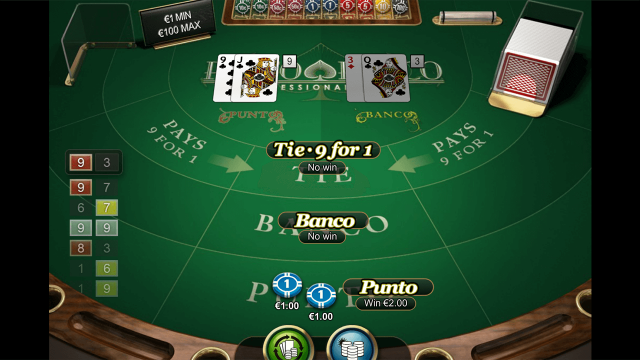 Бонусная игра Punto Banco Professional Series 9