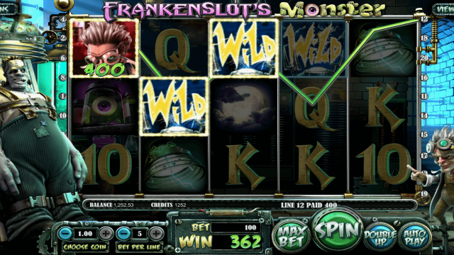 Игровой интерфейс Frankenslot's Monster 6